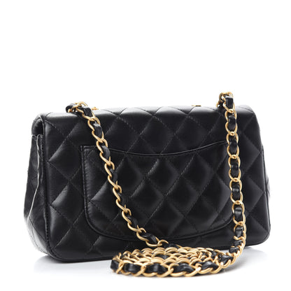 Chanel Lambskin Quilted Studded Mini Rectangular Flap Black 3 of 12