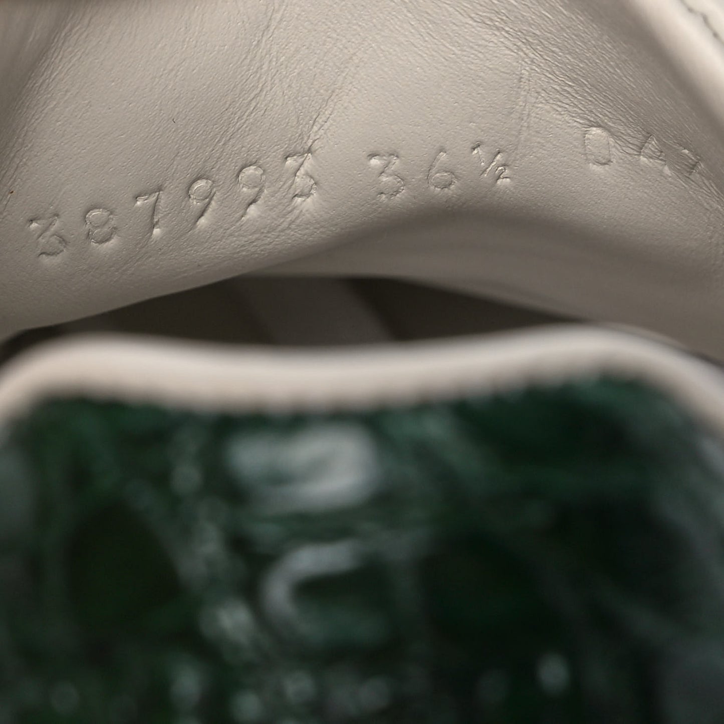 Calfskin Crocodile Web Womens Ace Sneakers 36.5 White Green
