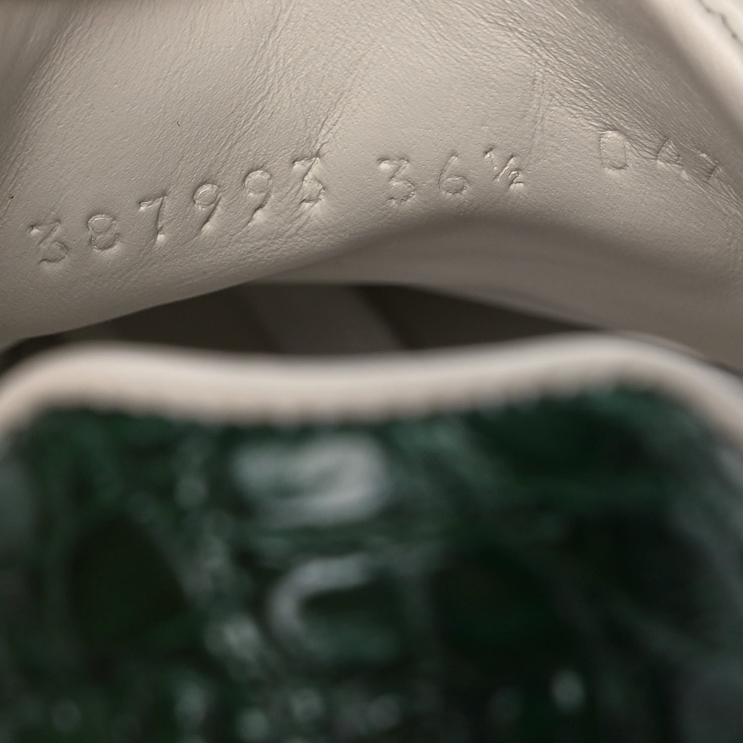 Gucci Calfskin Crocodile Web Womens Ace Sneakers 36.5 White Green 8 of 11
