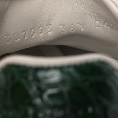 Gucci Calfskin Crocodile Web Womens Ace Sneakers 36.5 White Green 8 of 11