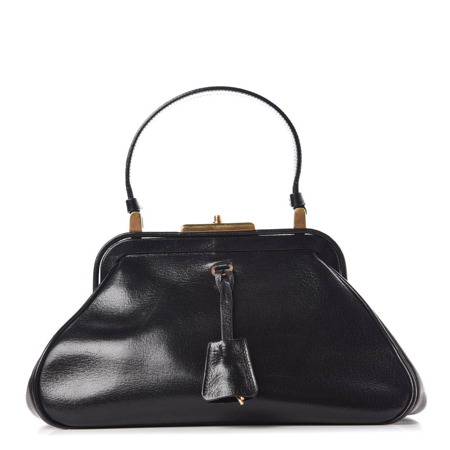 Goatskin Top Lock Bag Nero Black