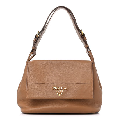 Prada Vitello Daino Flap Shoulder Bag Caramel 1 of 14