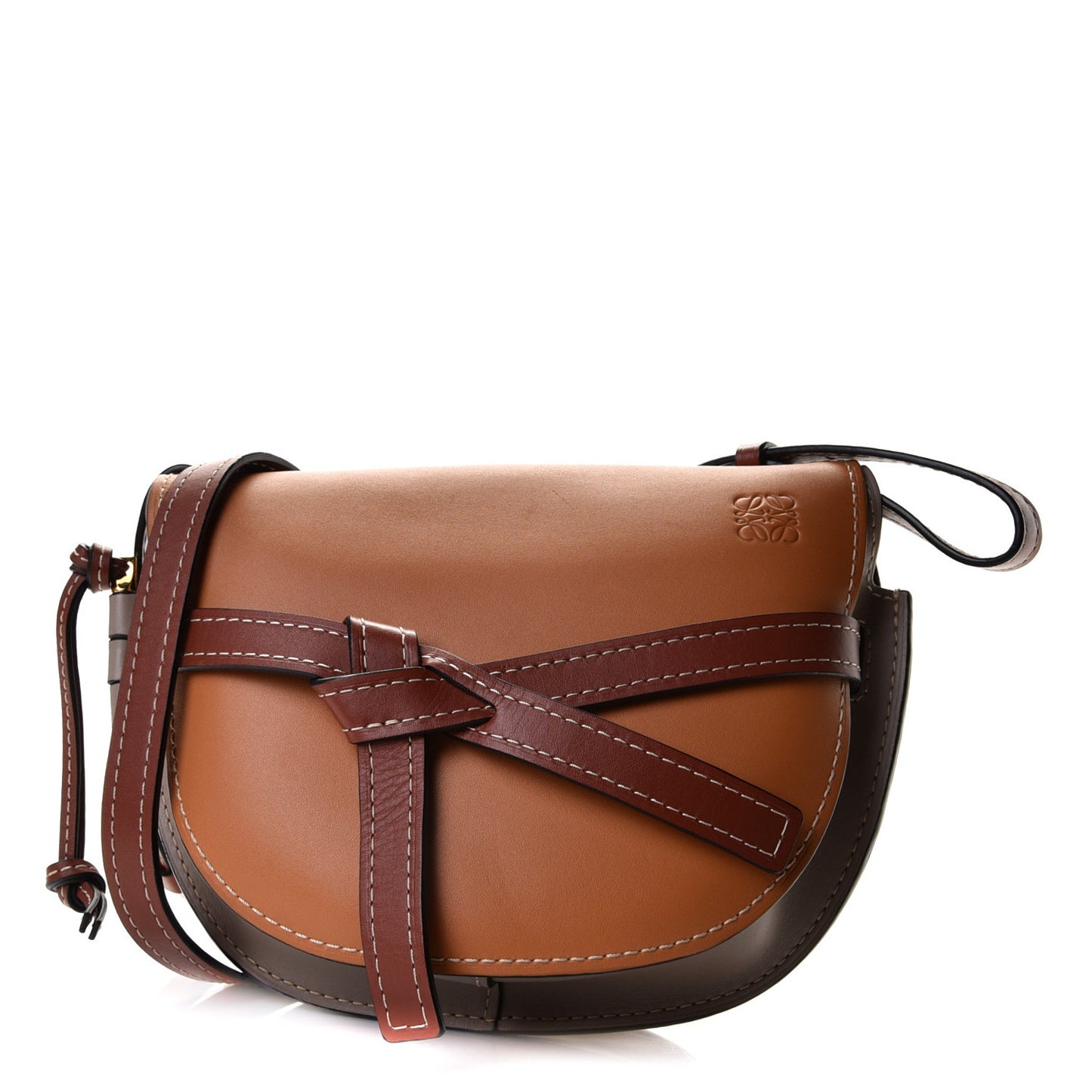 Grained Calfskin Small Gate Crossbody Bag Caramel