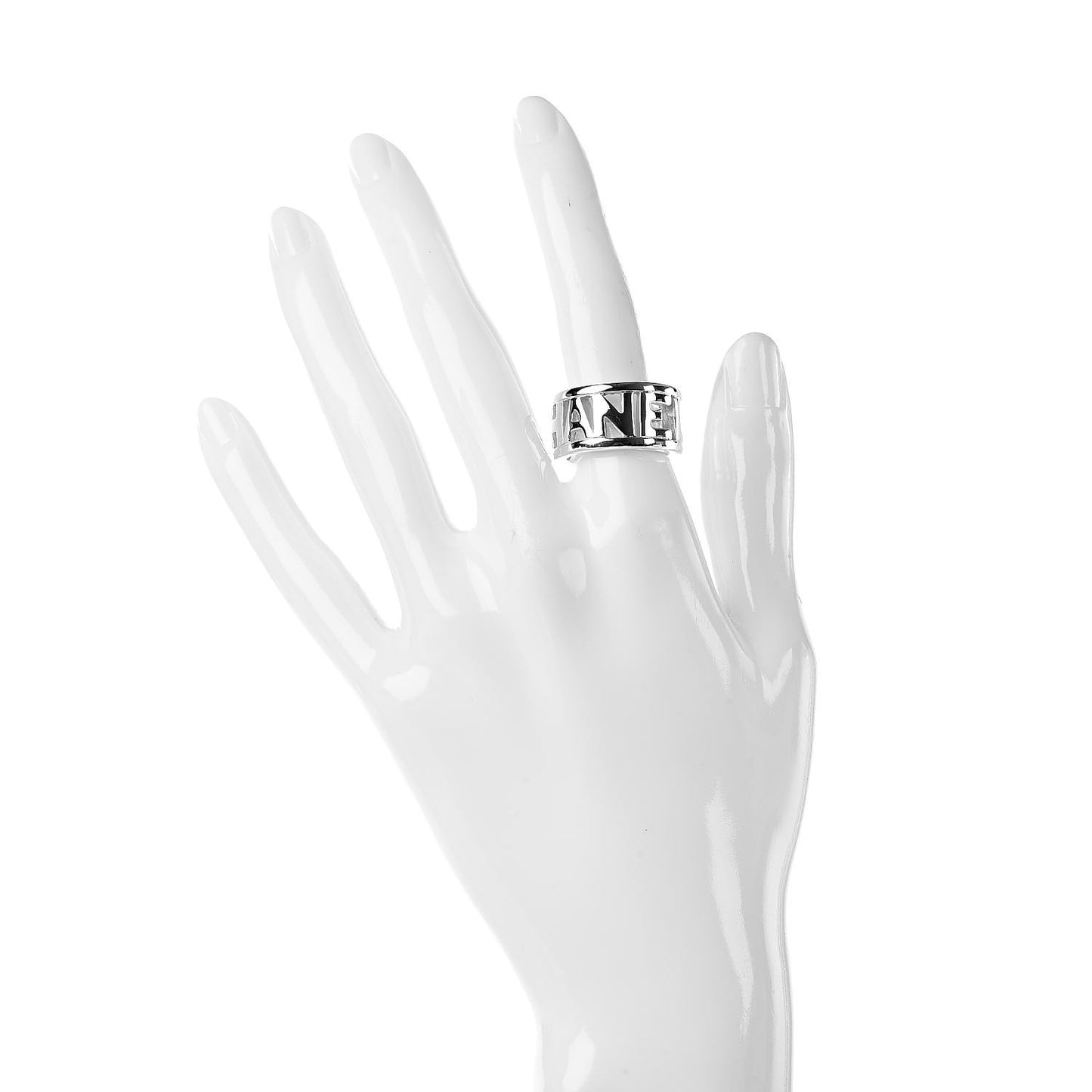 Sterling Silver Logo Wide Band Ring 53 6.5