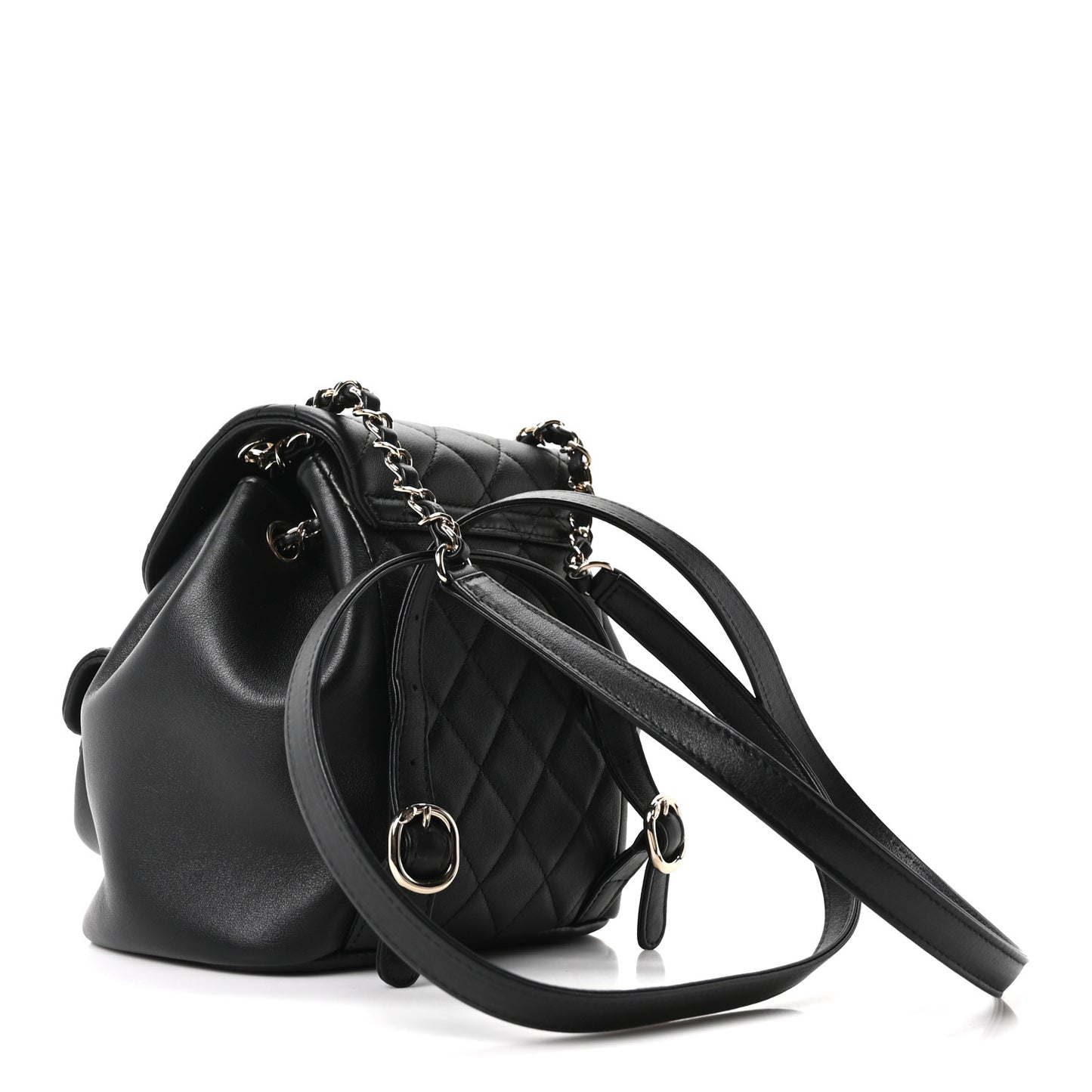 Lambskin Quilted Small Duma Drawstring Backpack Black