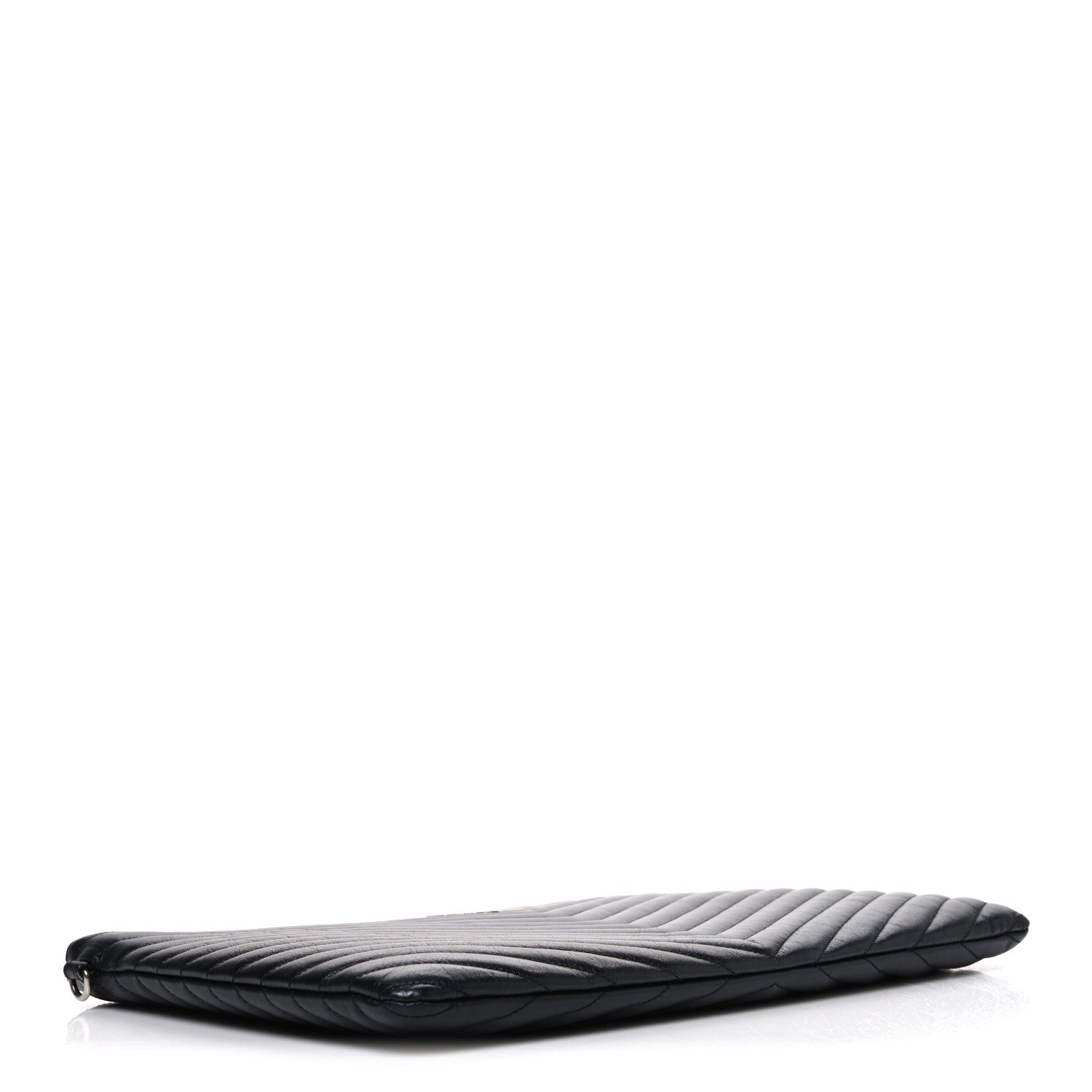 Saint Laurent Calfskin Matelasse Chevron Monogram Document Holder Black 4 of 7