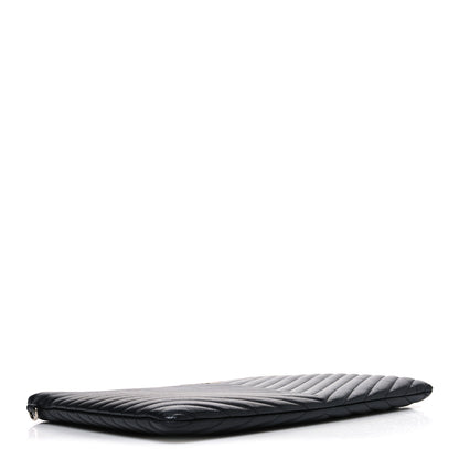 Saint Laurent Calfskin Matelasse Chevron Monogram Document Holder Black 4 of 7