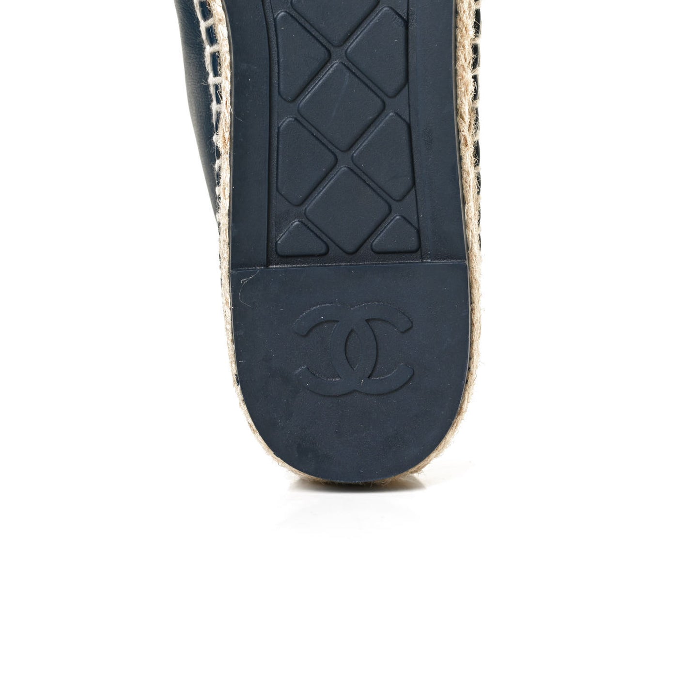 Lambskin Shiny Calfskin CC Espadrilles 39 Navy Blue Beige Black