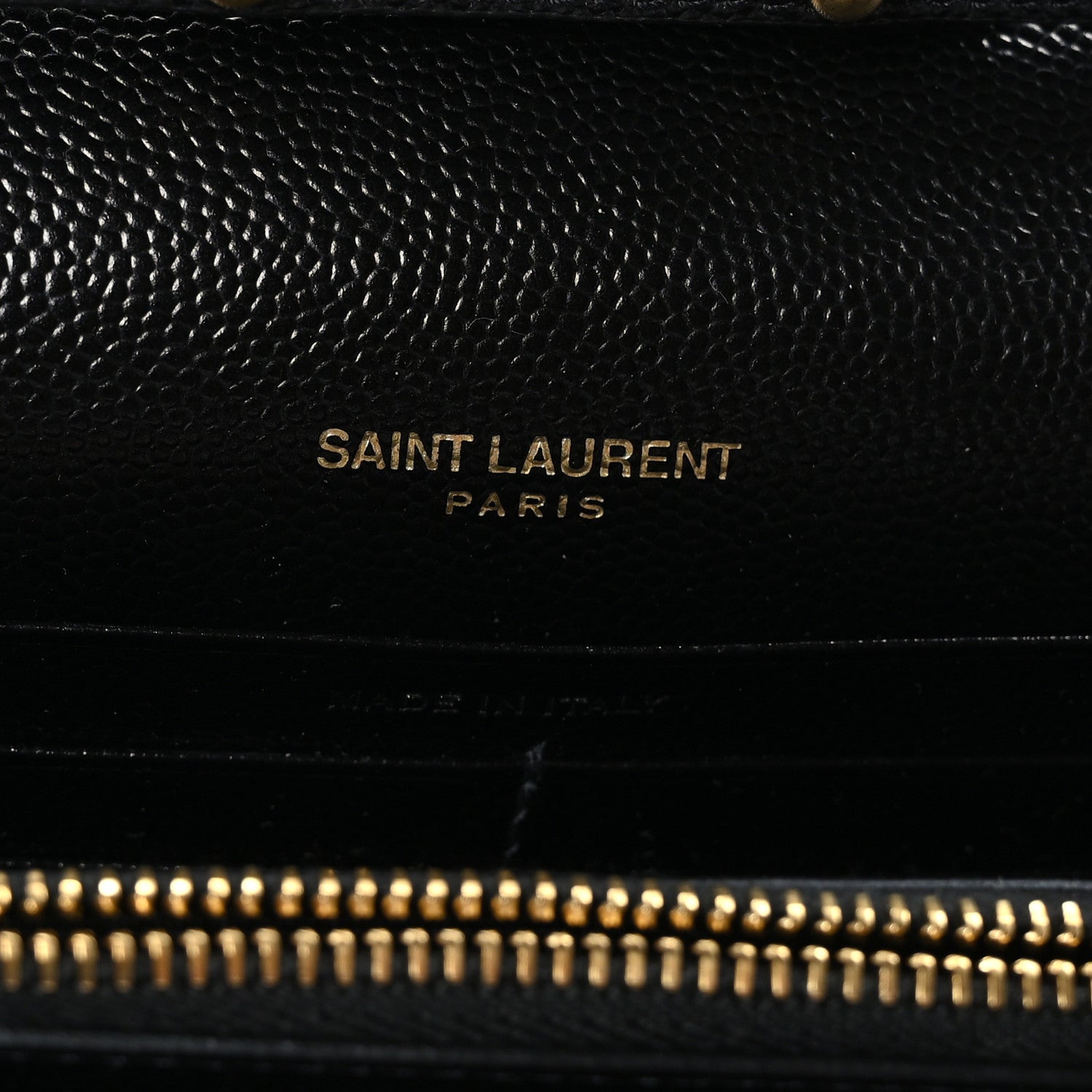 Saint Laurent Grain De Poudre Matelasse Chevron Monogram Chain Wallet Black 6 of 8