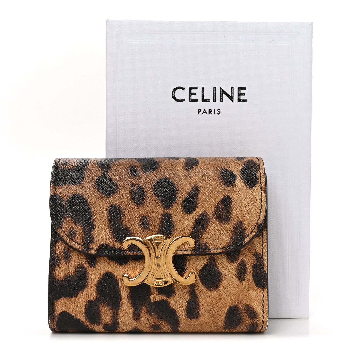 Celine Canvas Leopard Small Triomphe Wallet Tan 7 of 7