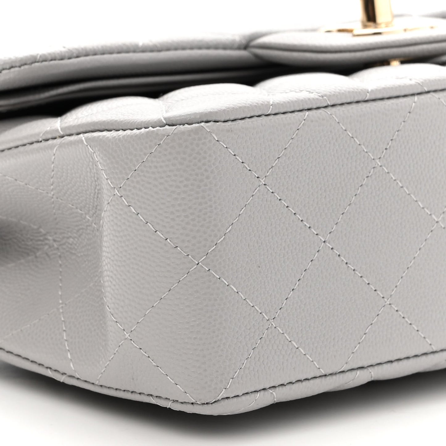 Caviar Quilted Small Double Flap Grey