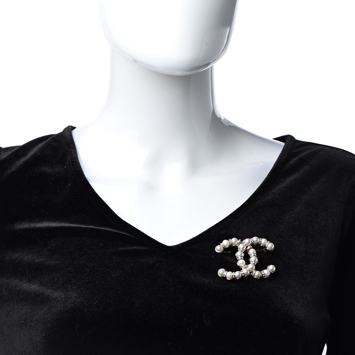 Chanel Pearl Crystal Nefertiti CC Brooch Gold 2 of 5