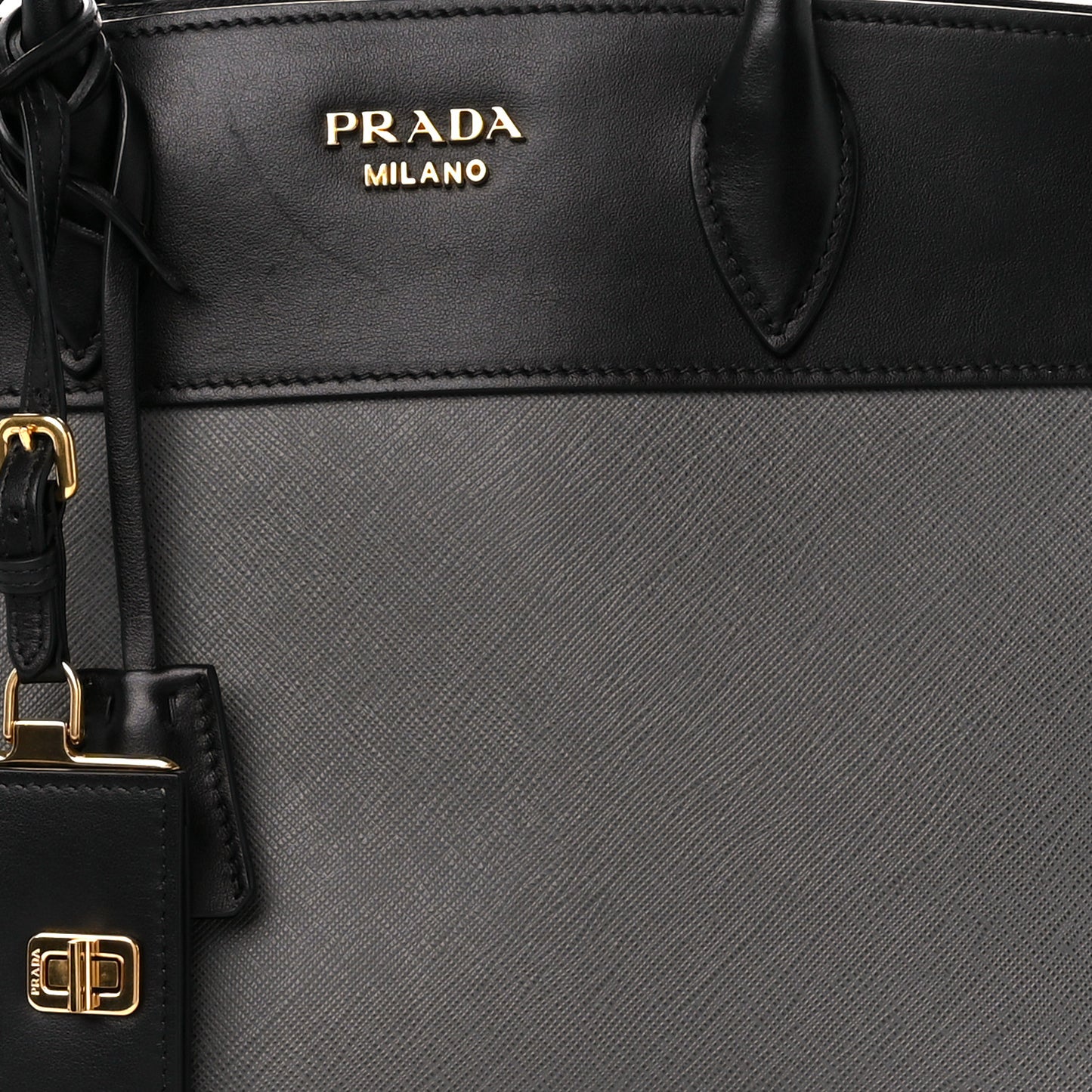 Saffiano City Calfskin Medium Esplanade Tote Mercurio Black