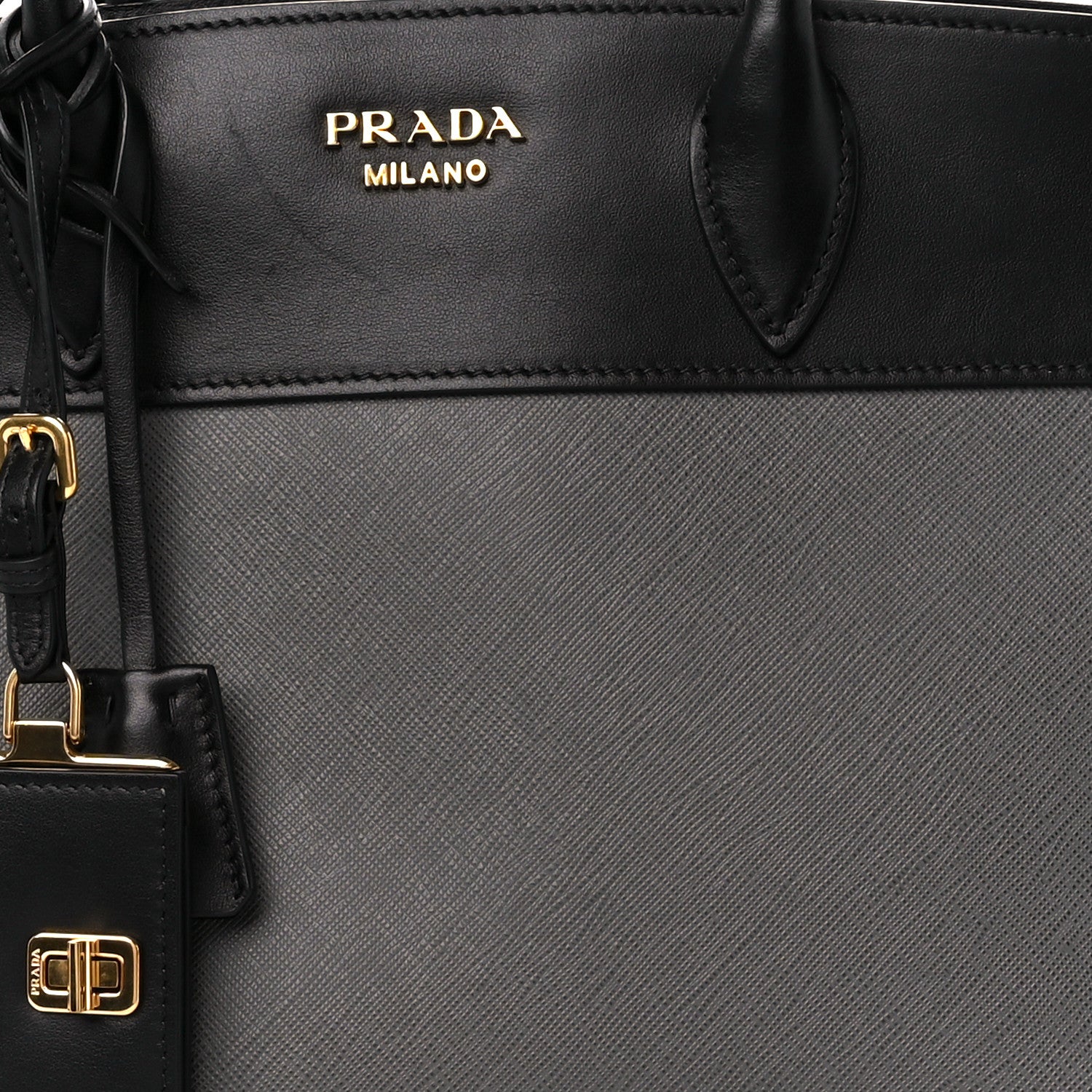 Prada Saffiano City Calfskin Medium Esplanade Tote Mercurio Black 7 of 11