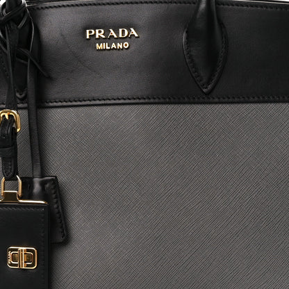 Prada Saffiano City Calfskin Medium Esplanade Tote Mercurio Black 7 of 11