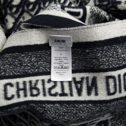 Christian Dior Wool Angora Oblique Throw Blanket Navy Blue 3 of 3