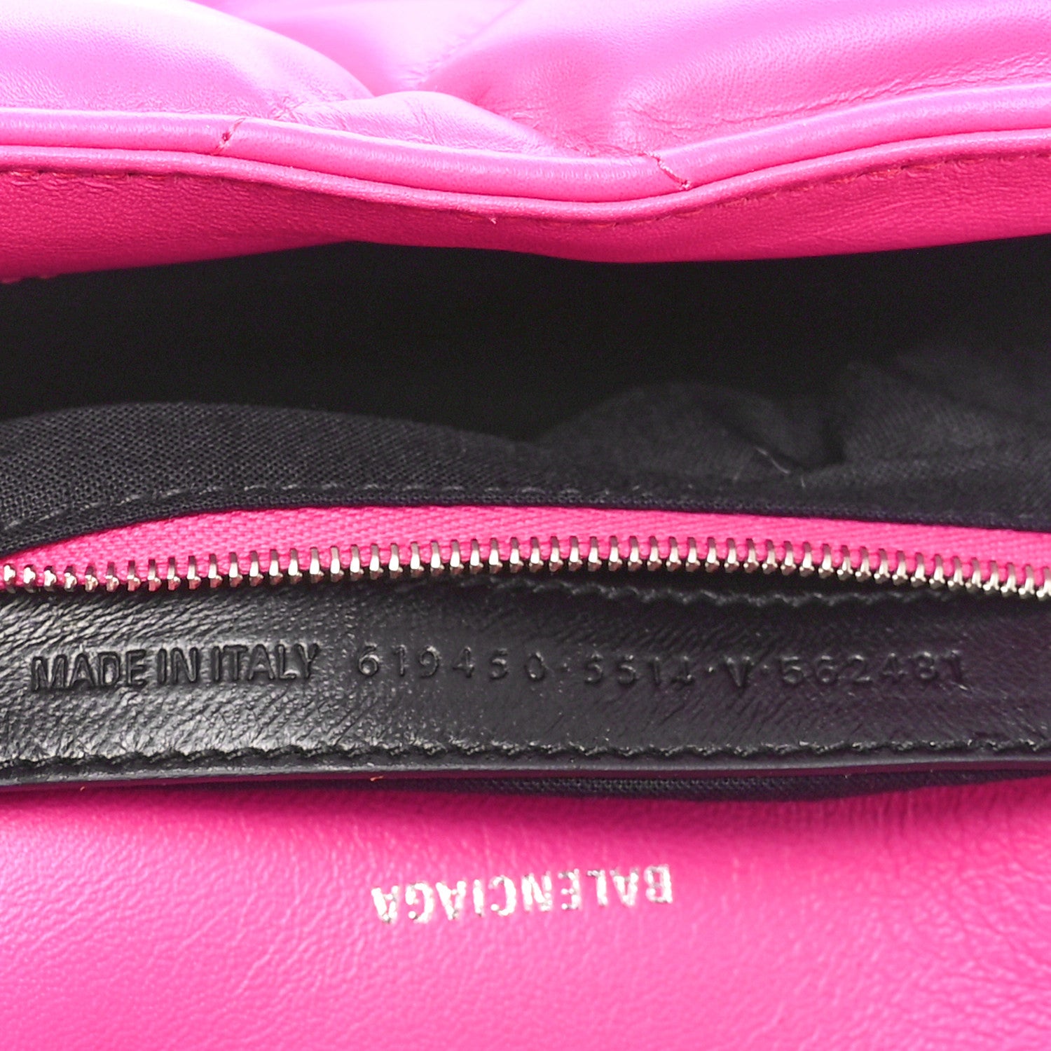 Balenciaga Nappa Calfskin Quilted Touch B Puffy Clutch Fuchsia 7 of 10