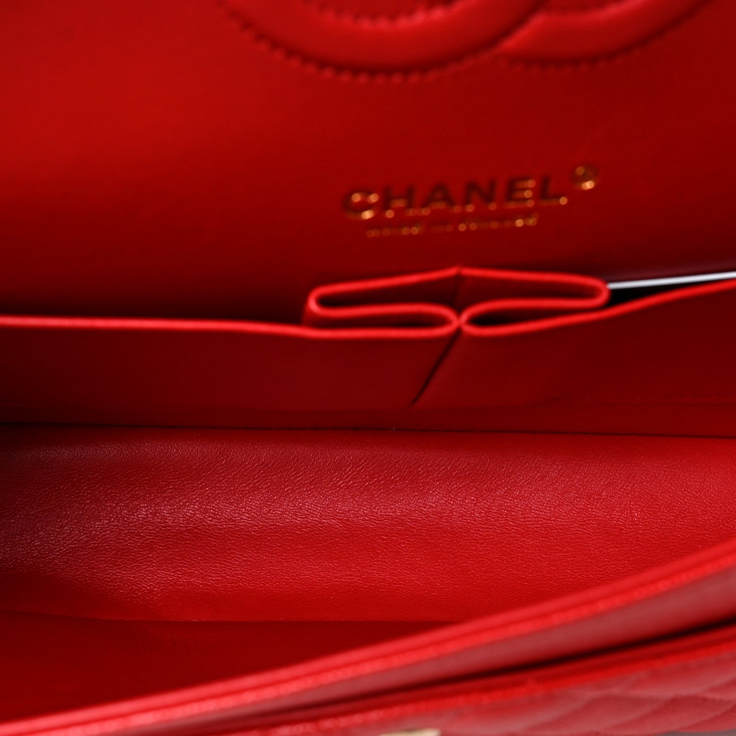 Caviar Quilted Medium Double Flap Red