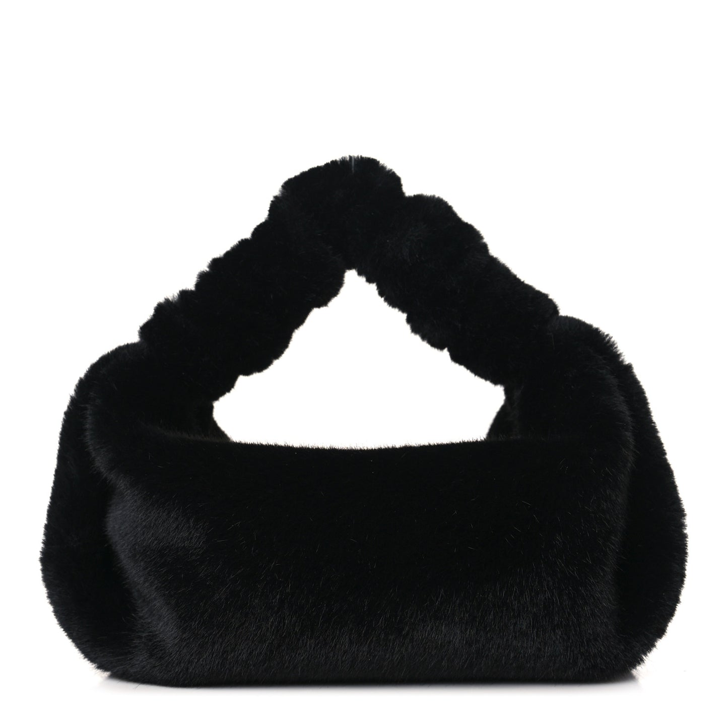 Faux Fur Small Scrunchie Bag Black