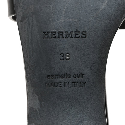 Hermes Calfskin Encens 50 Sandals 38 Black 6 of 8