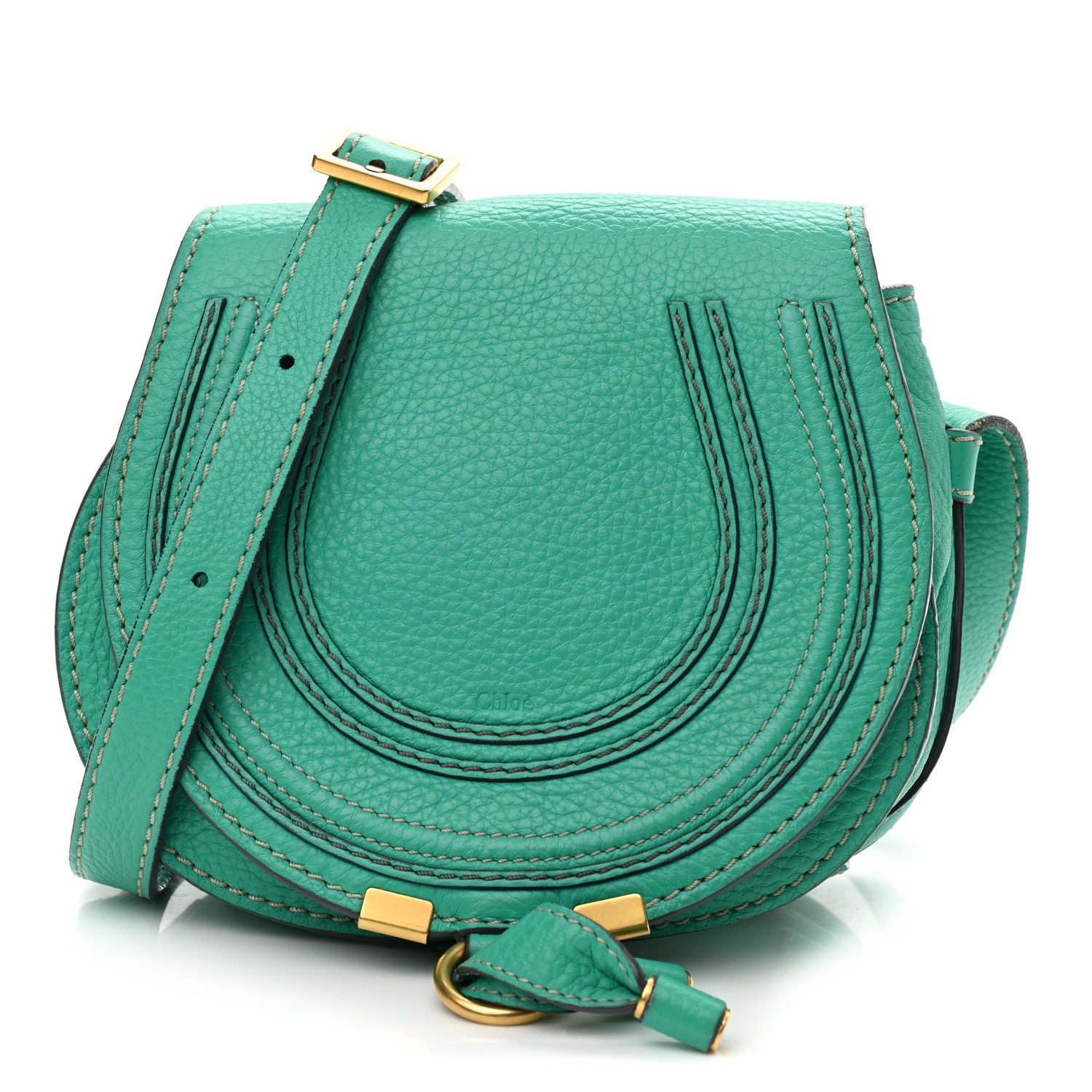 Chloe Calfskin Mini Marcie Round Crossbody Bag Jade Green 1 of 14