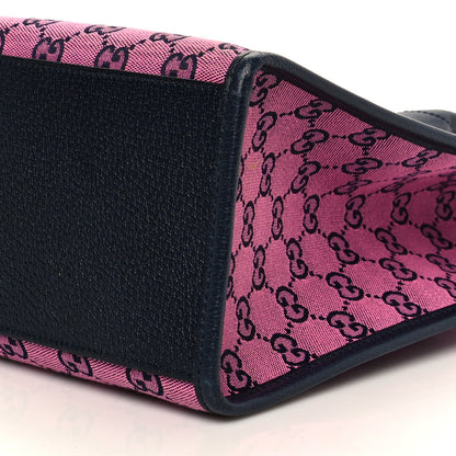 Gucci Monogram Multicolor Textured Dollar Calfskin Small Retro Interlocking G Tote Bag Pink Blue 9 of 13