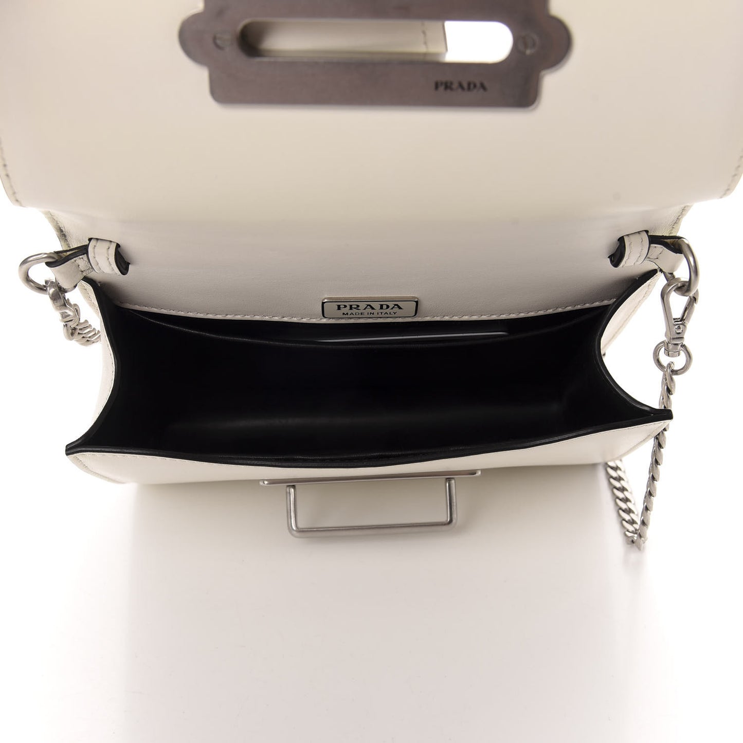 City Calfskin Cahier Chain Wristlet Clutch White