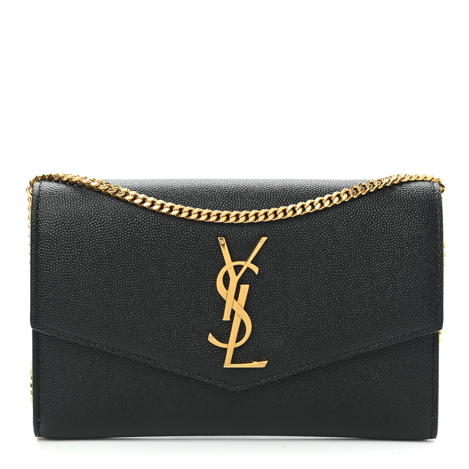 Saint Laurent Grain De Poudre Uptown Chain Wallet Black 1 of 7