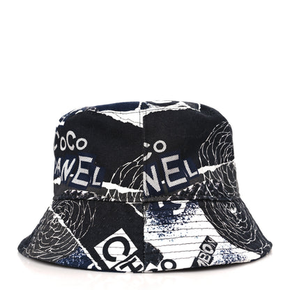 Chanel Cotton Coco Print Bucket Hat L Navy Black White 3 of 7