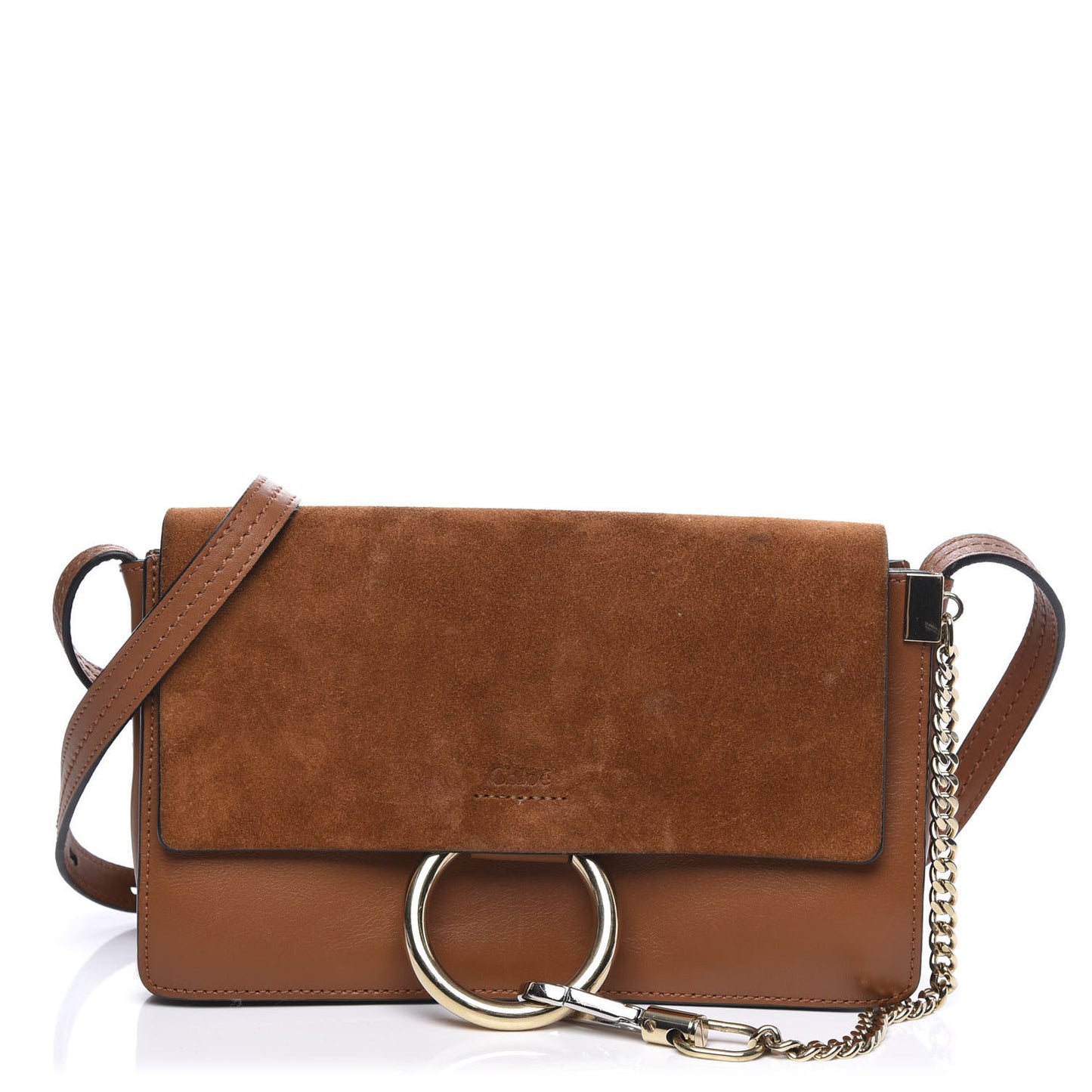 Suede Calfskin Small Faye Shoulder Bag Woody