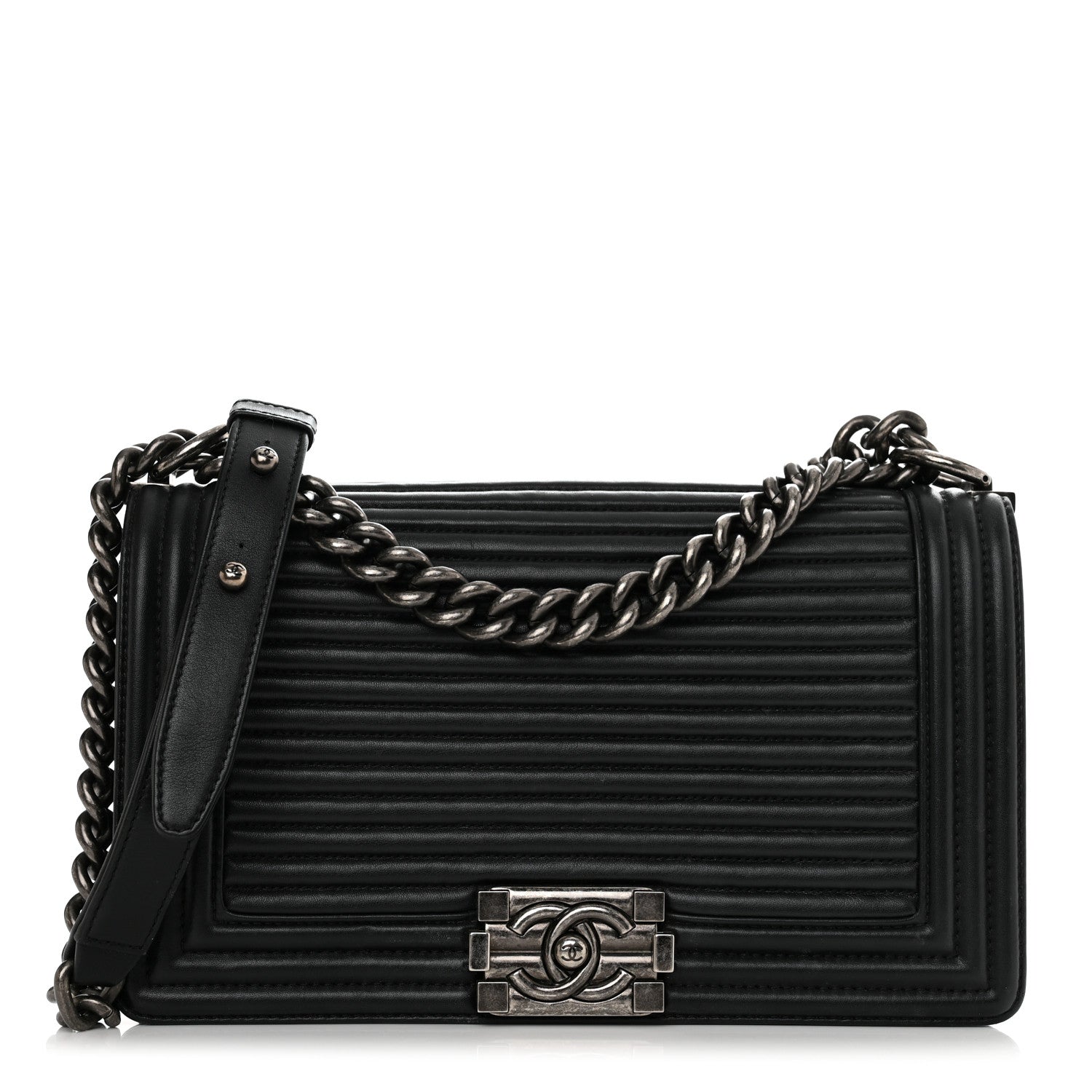 Chanel Calfskin Horizontal Quilted New Medium Boy Flap Black 1 of 13