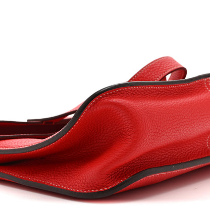 Hermes Taurillon Clemence Halzan 31 GM Rouge Casaque Vermillion 9 of 10