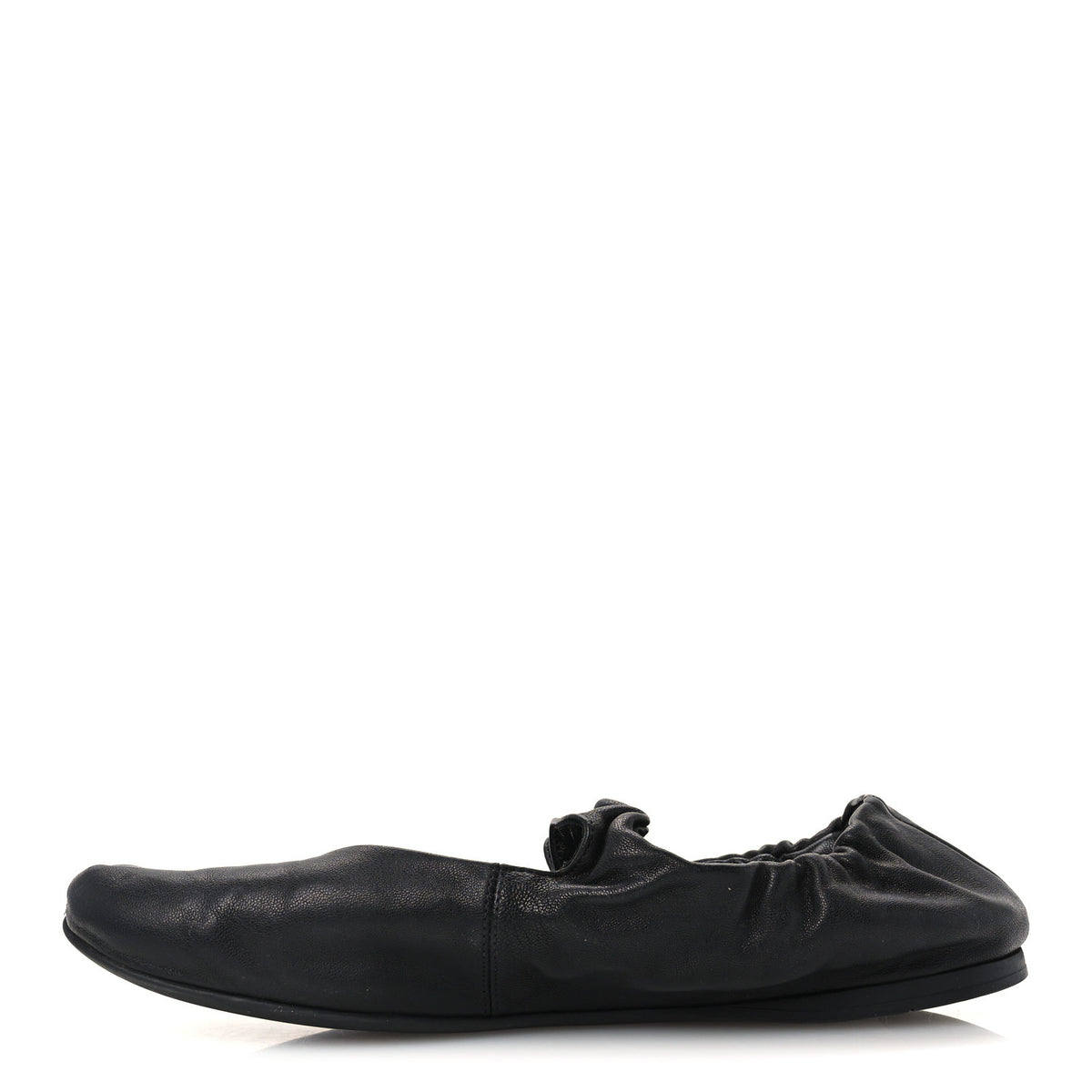 Nappa Ruched Ballerina Flats 37 Black