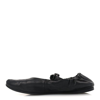 Miu Miu Nappa Ruched Ballerina Flats 37 Black 1 of 9