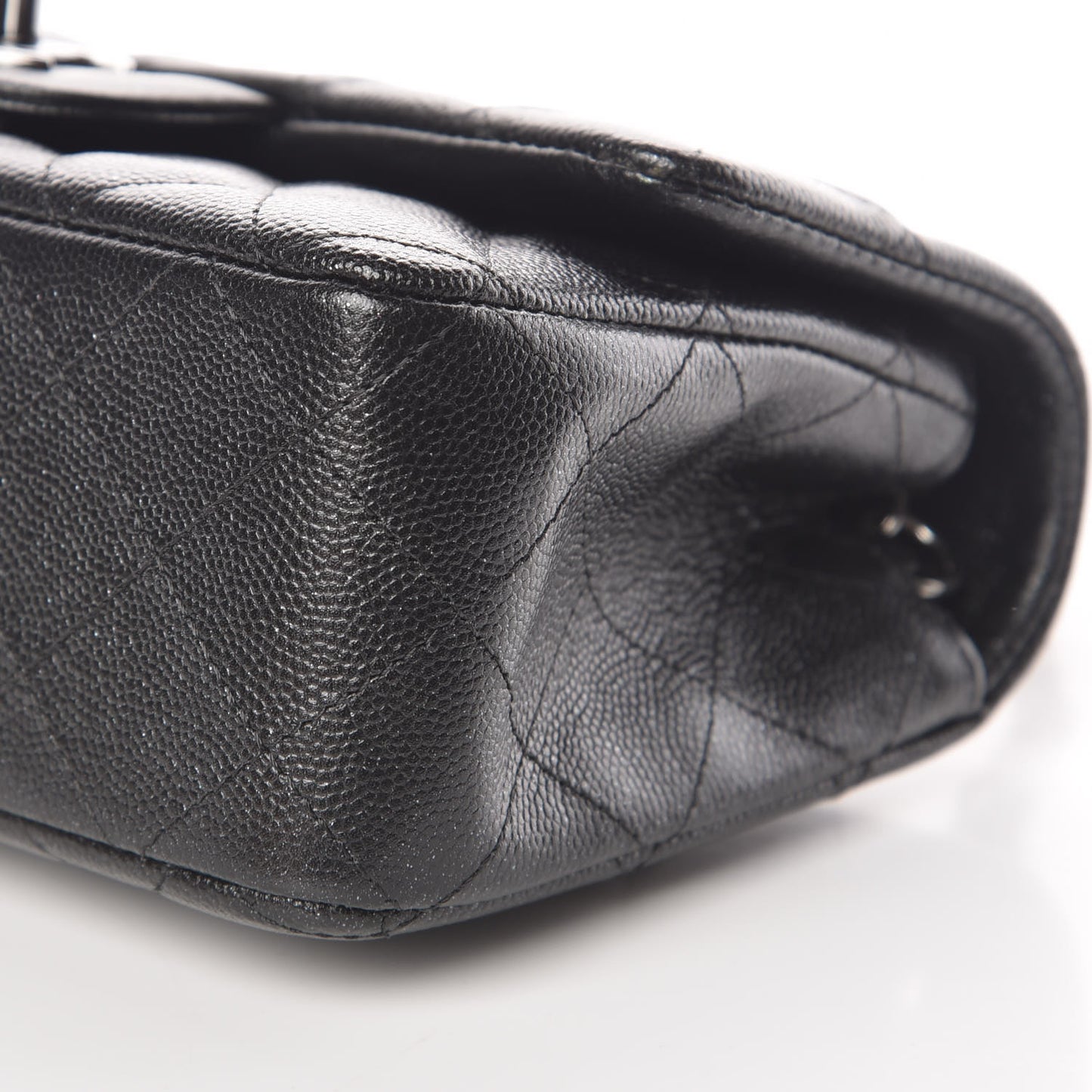 Iridescent Caviar Quilted Mini Rectangular Flap Black