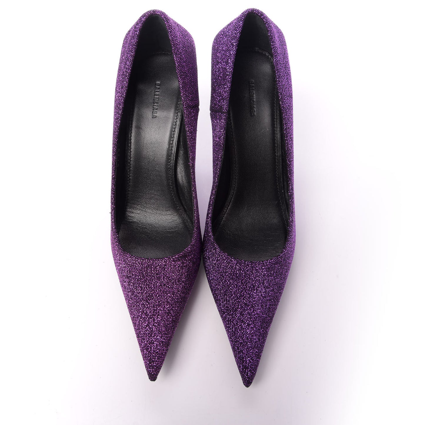 Shiny Fabric Square Knife 80mm Pumps 36.5 Purple