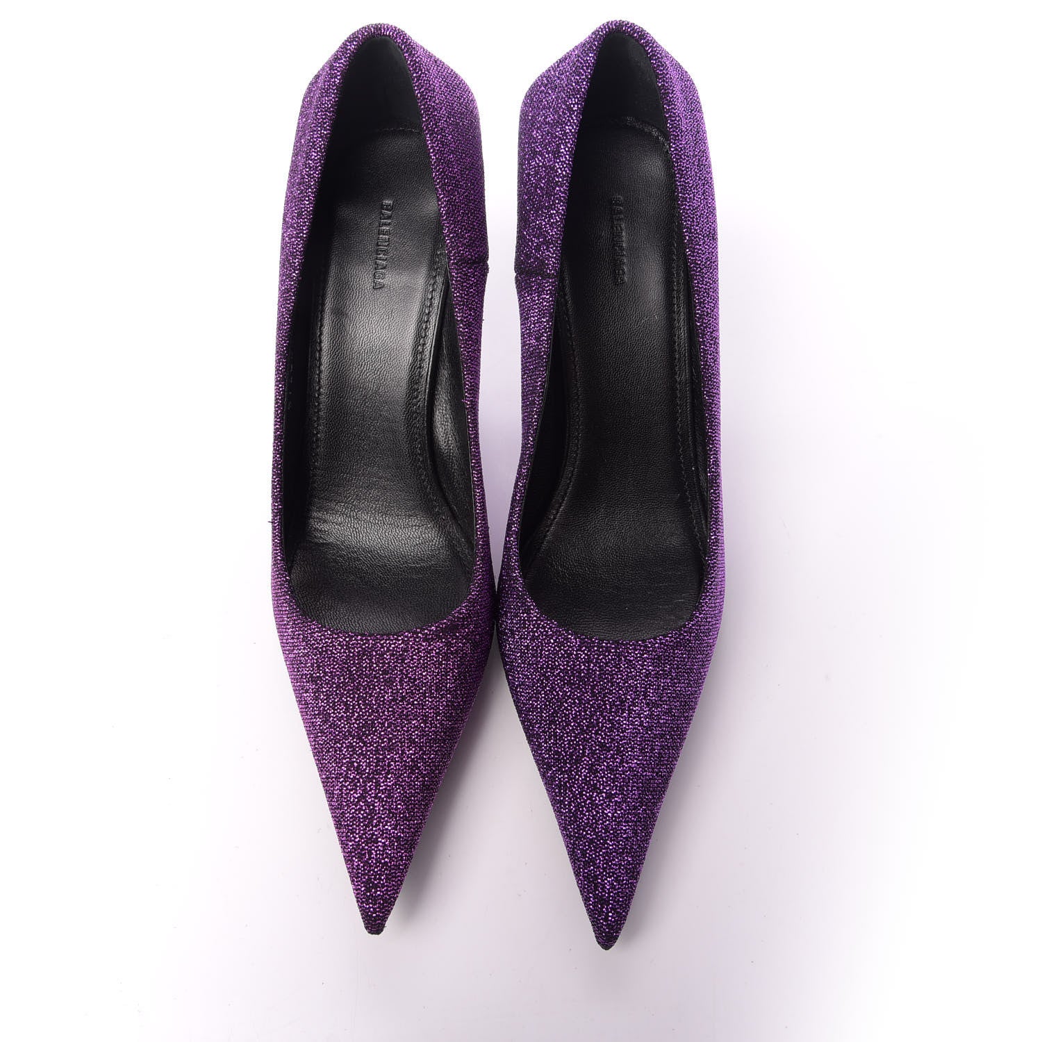 Balenciaga Shiny Fabric Square Knife 80mm Pumps 36.5 Purple 5 of 11