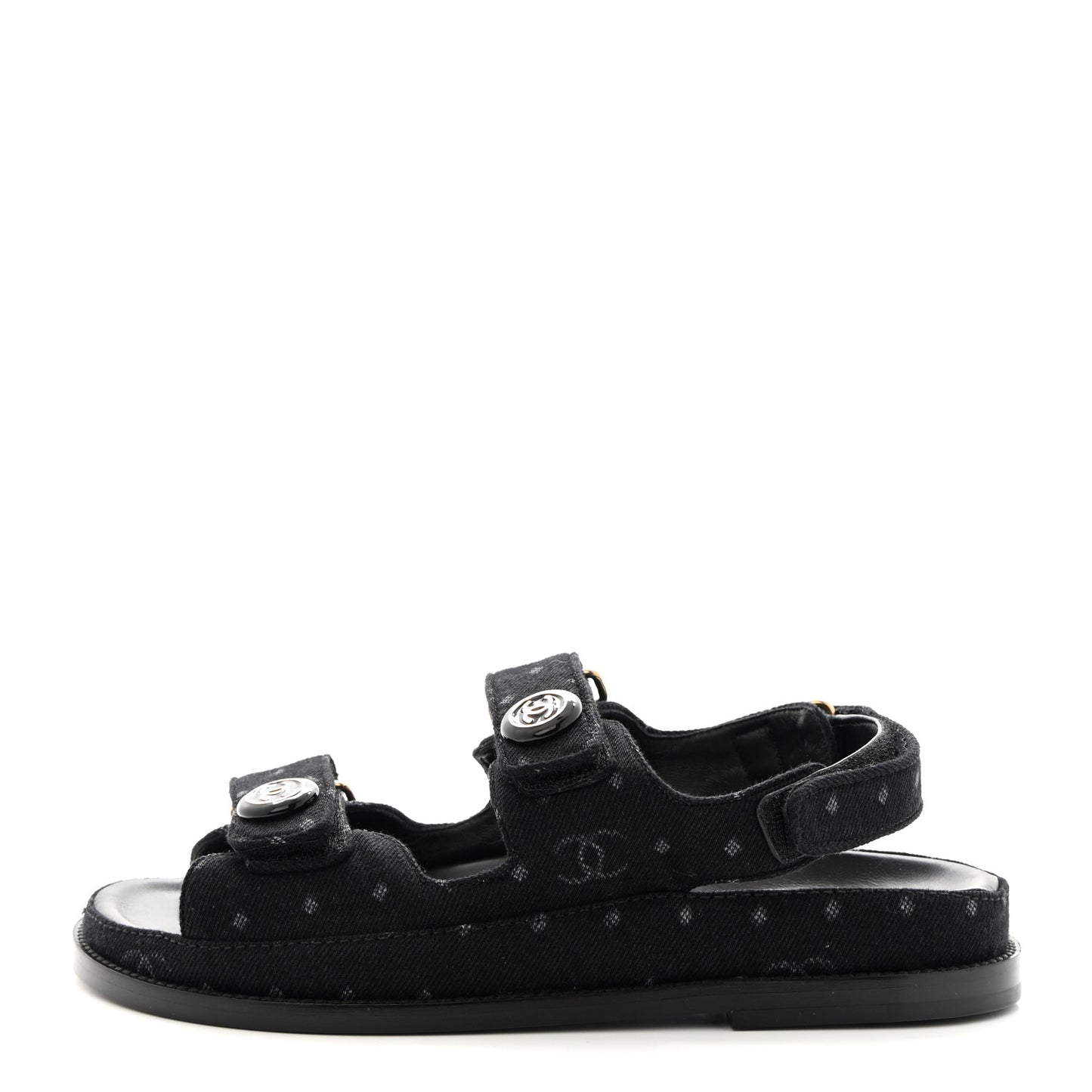Denim Printed Dad Sandals 36.5 Black