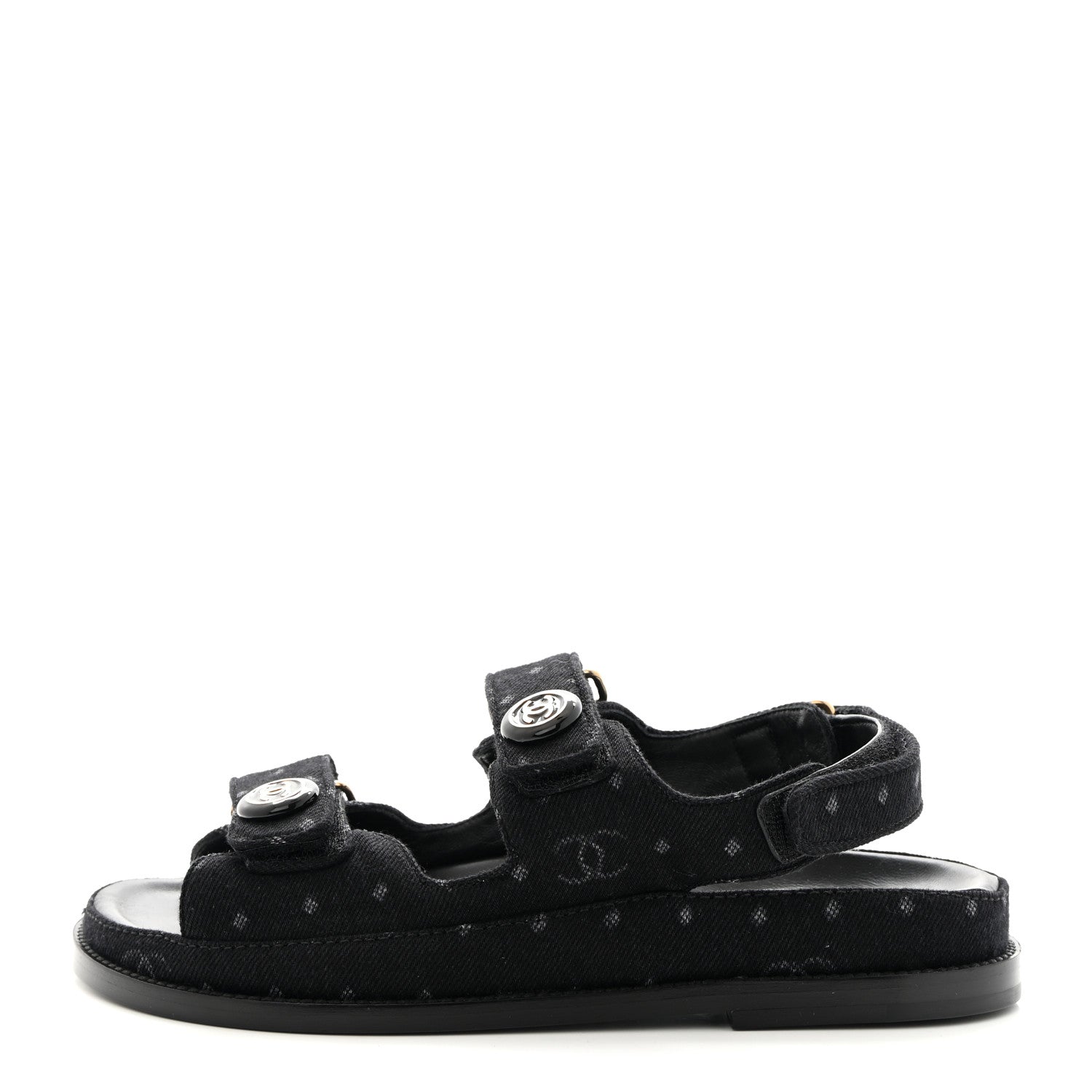 Chanel Denim Printed Dad Sandals 36.5 Black 1 of 13