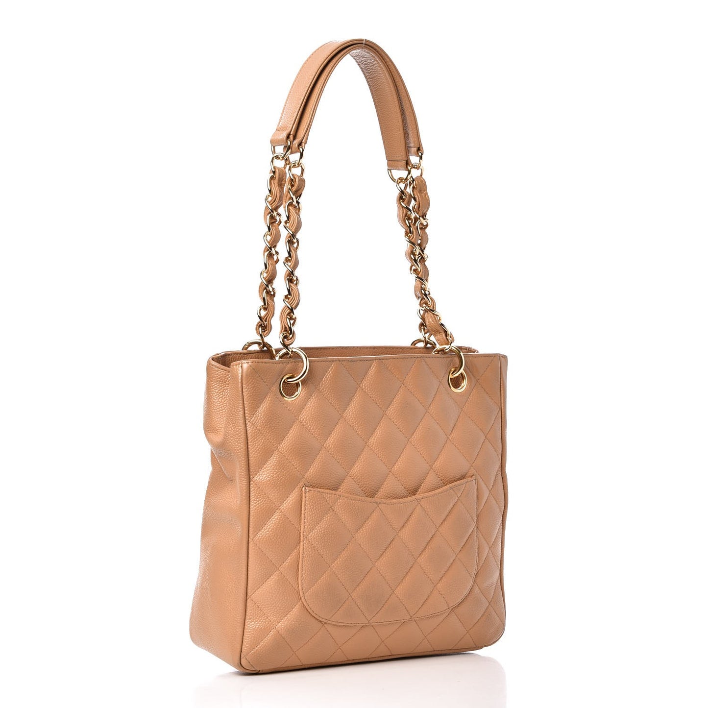 Caviar Quilted Petit Shopping Tote PST Beige