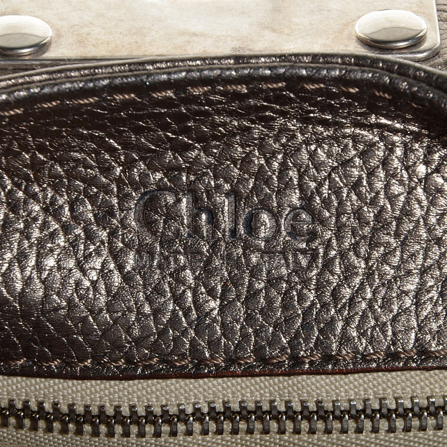 Leather Small Paddington Front Pocket Tote Acier