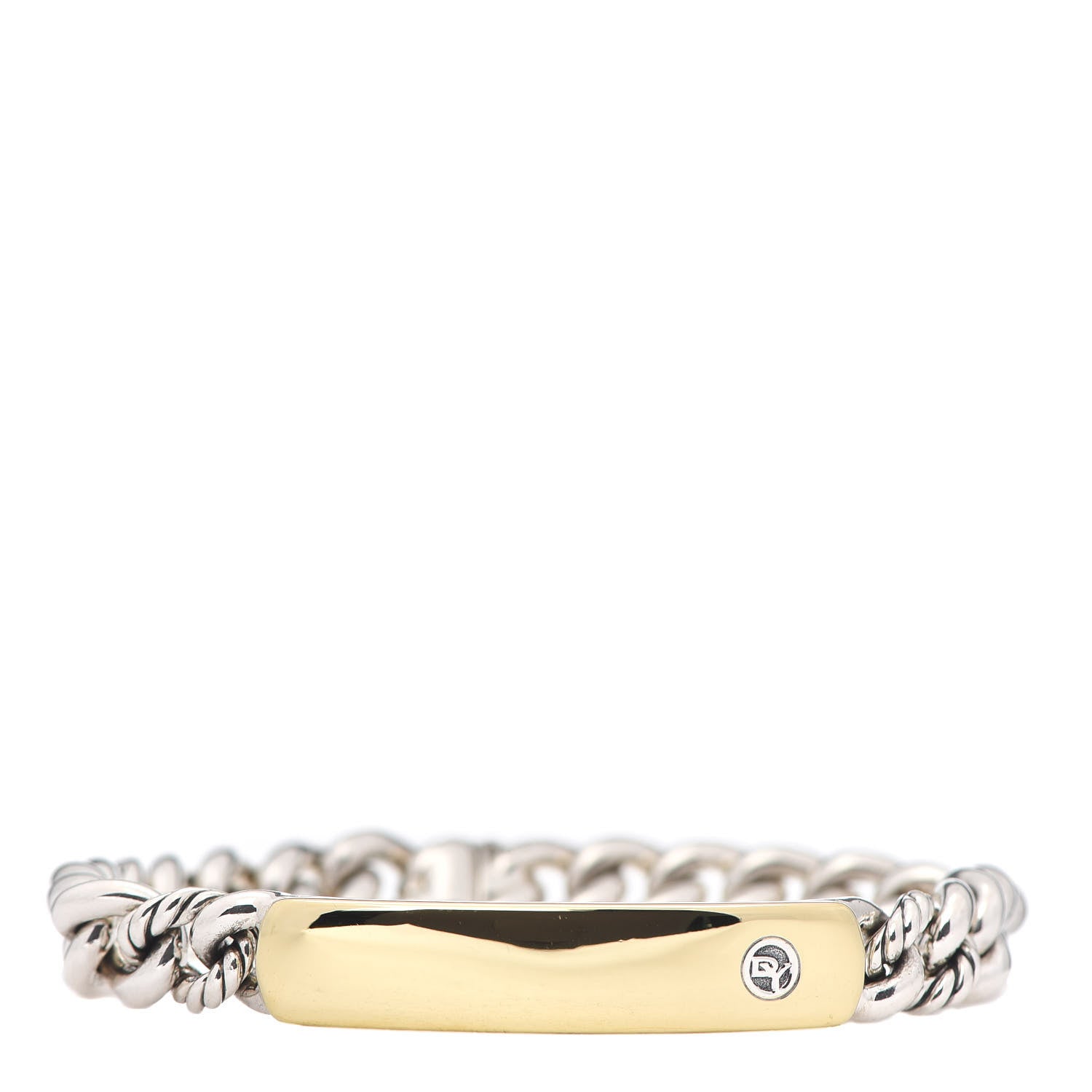 David Yurman Sterling Silver 18K Yellow Gold Belmont Curb Link ID Bracelet 1 of 6