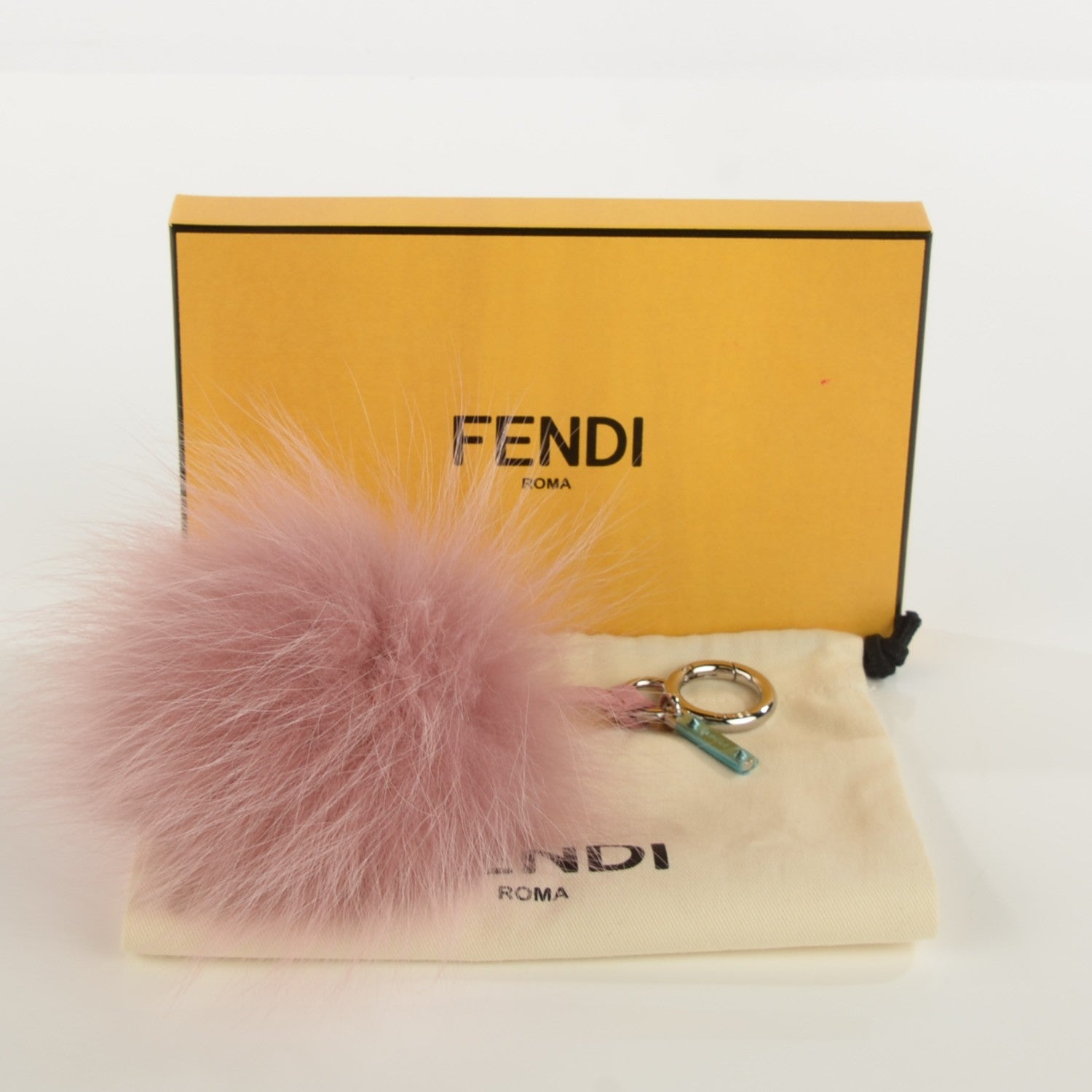 Fendi Fox Fur Vitello Elite Pom Pom Bag Charm Rosa 5 of 5