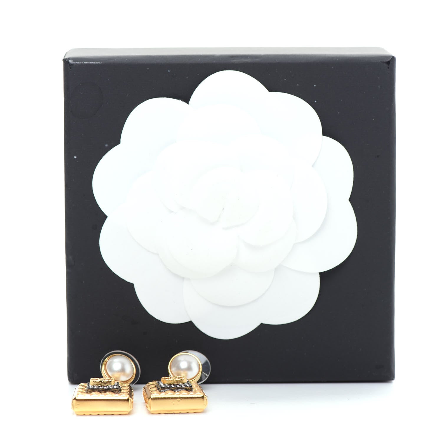 Chanel Crystal Pearl CC Perfume Bottle Drop Earrings Gold 6 of 6