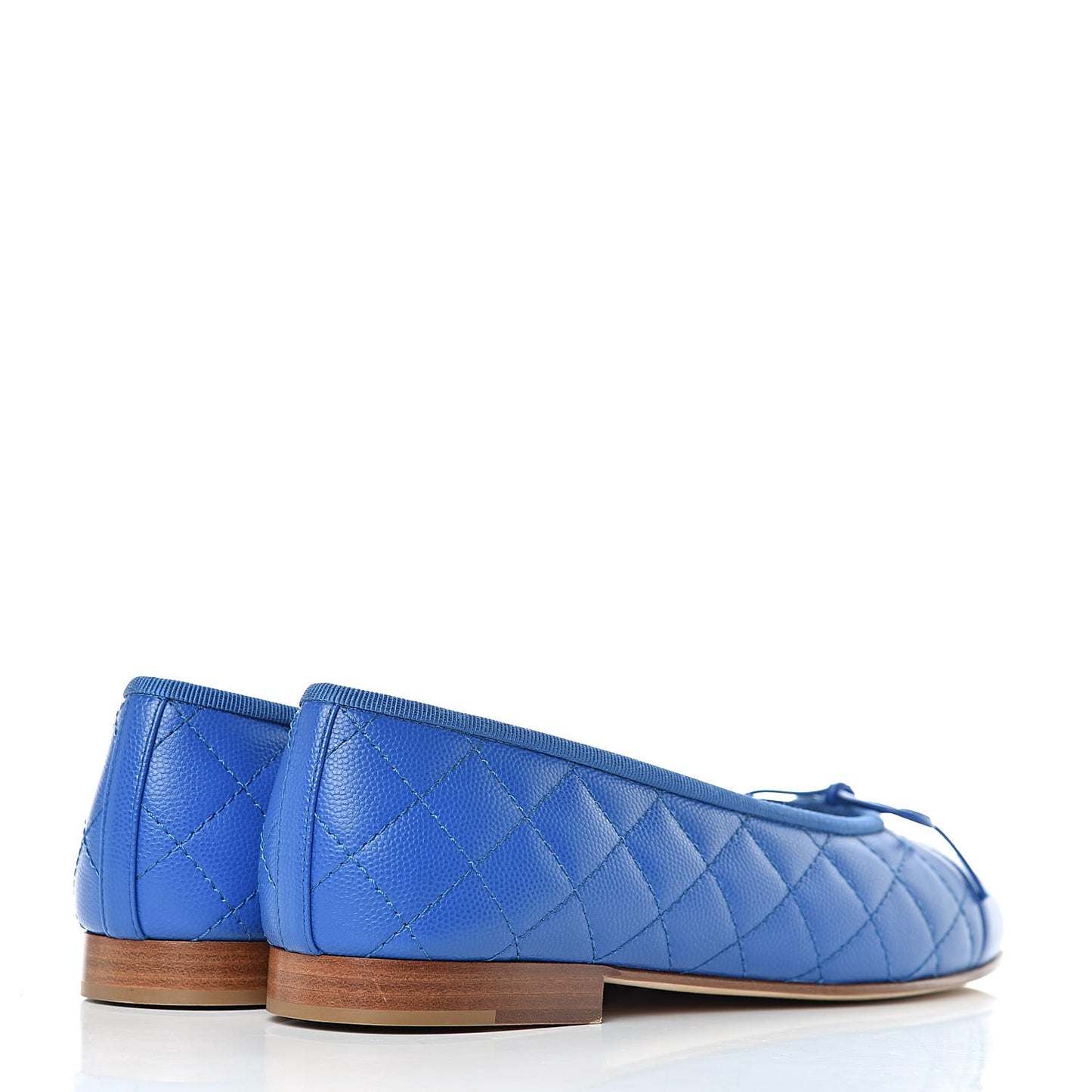 Caviar Quilted CC Cap Toe Ballerina Flats 38 Bright Blue
