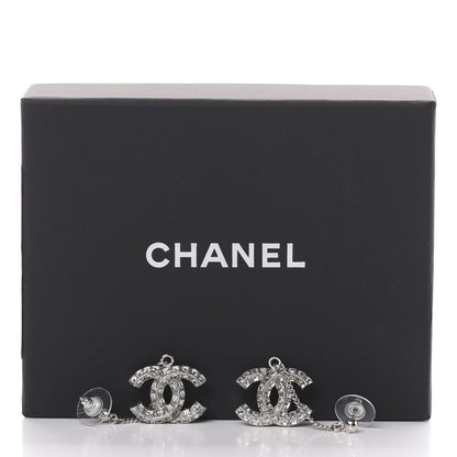 Chanel Baguette Crystal CC Drop Earrings Silver 5 of 5