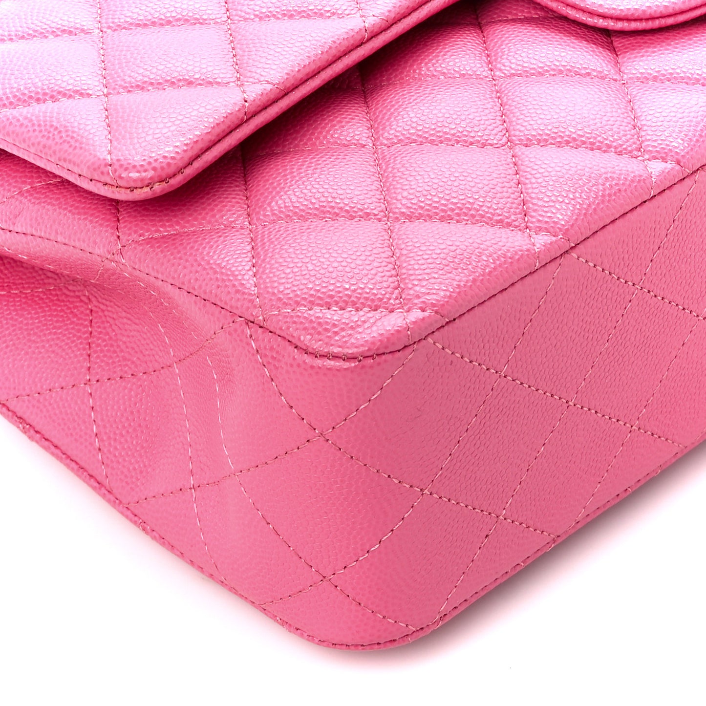 Caviar Quilted Medium Double Flap Pink