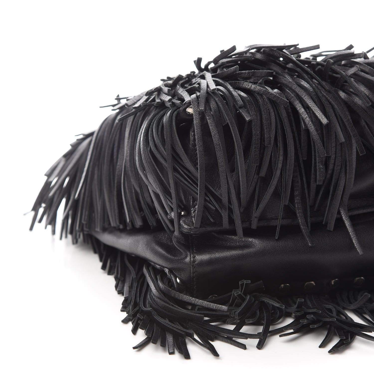 Prada Nappa Fringe Tote Black 6 of 7