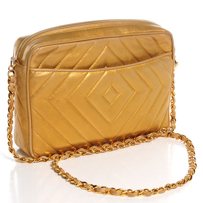 Chanel Lambskin Chevron Camera Case Gold 3 of 8