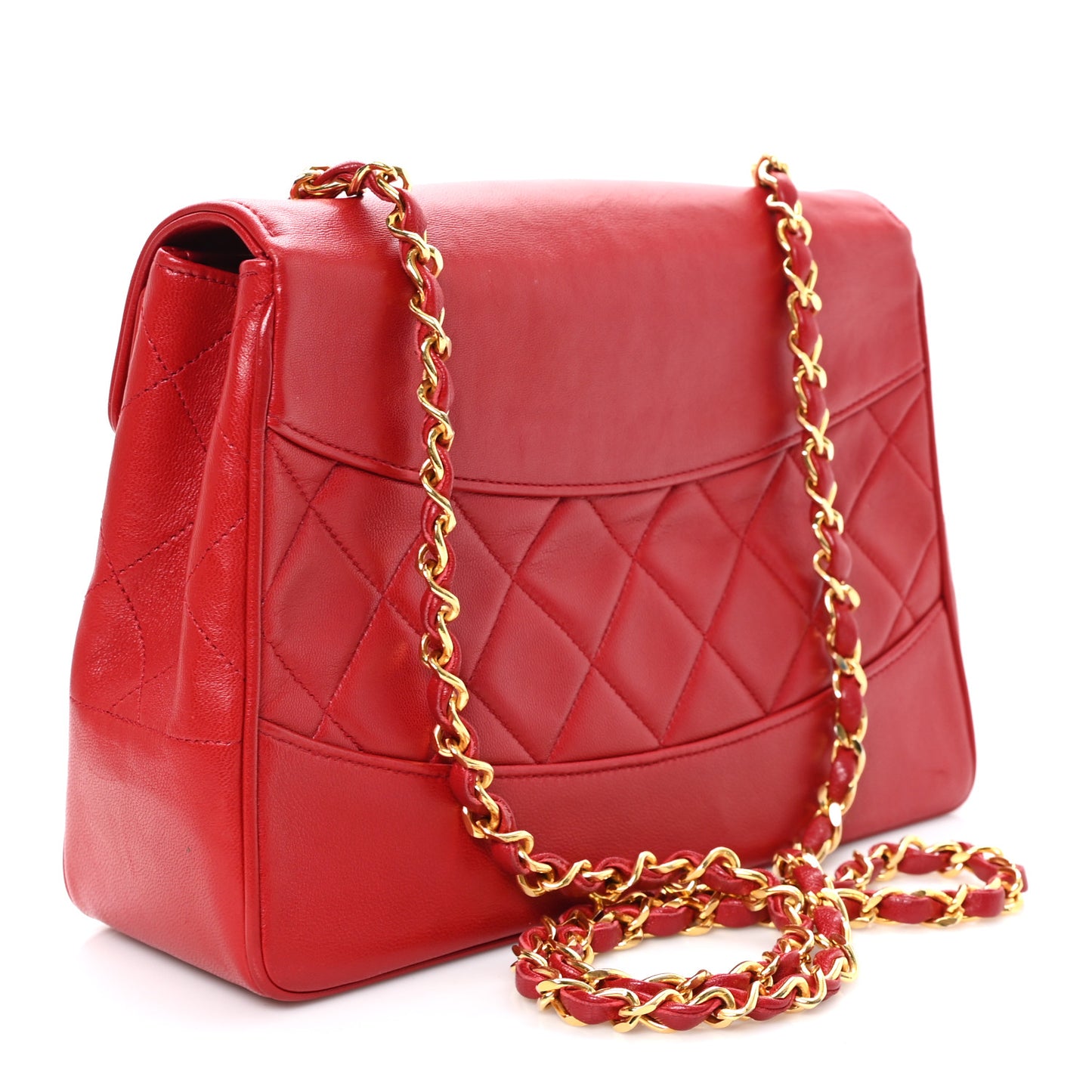 Lambskin Quilted Small Single Flap Red